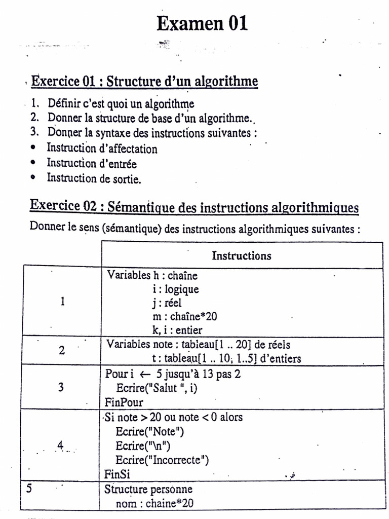 Algorithmes : Concepts et Exercices Pratiques | PDF | Programmation ...