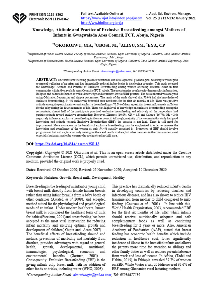Knowledge Attitude and Practice of Exclu | PDF | Breastfeeding | Breast ...