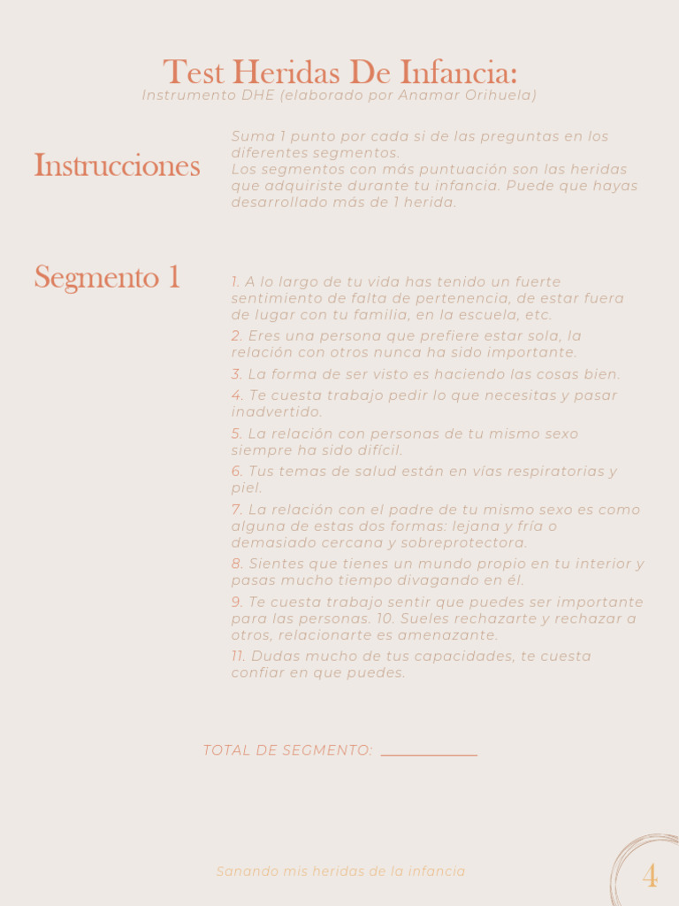 Test de Heridas de la Infancia DHE | PDF