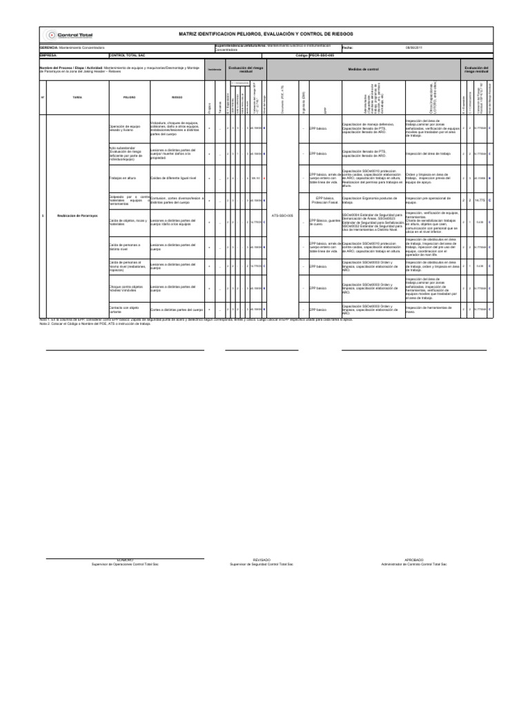 Matriz de Riesgos y Controles SSO | PDF