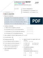 Propiedades - Ecuaciones de Segundo Grado - Practica