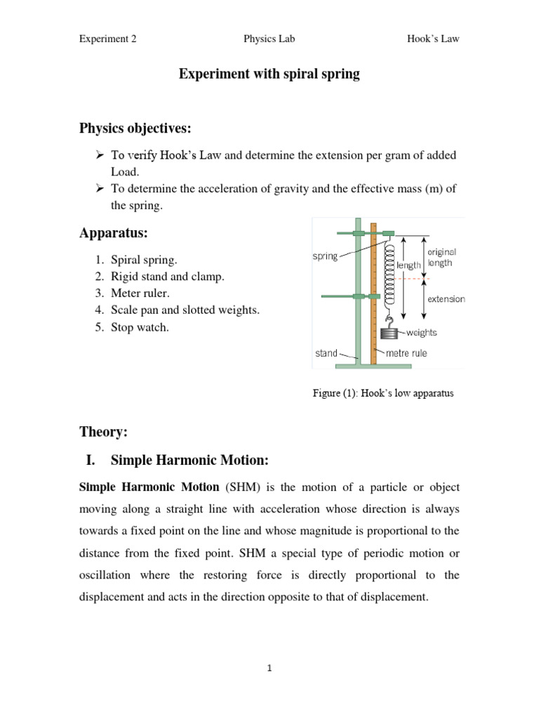 Hook S Law Pdf Force Mechanics