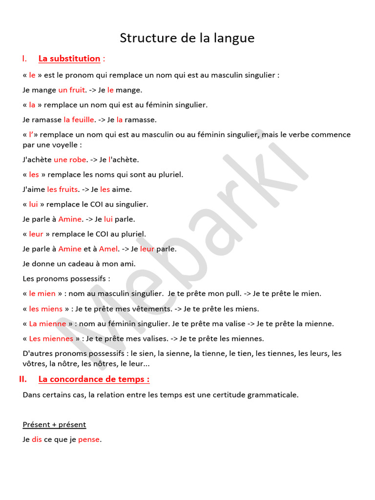 Structure de la langue française TCF | PDF