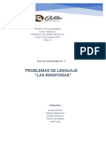 Guia Corregida Tema Problemas de Lenguaje (Pronunciacion), Sub Tema Rinofonias