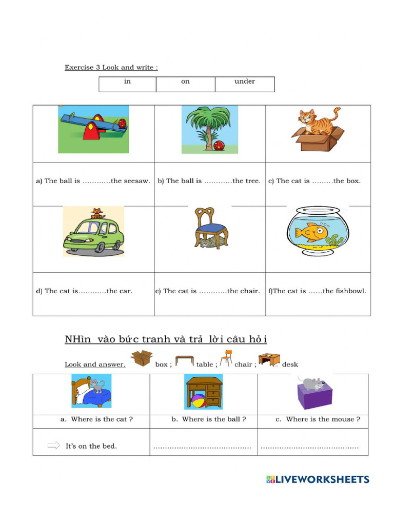 Preposition Of Place In On Under Pdf