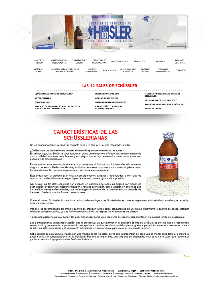 Caracteristicas sales de schussler PDF Homeopatía Medicamentos