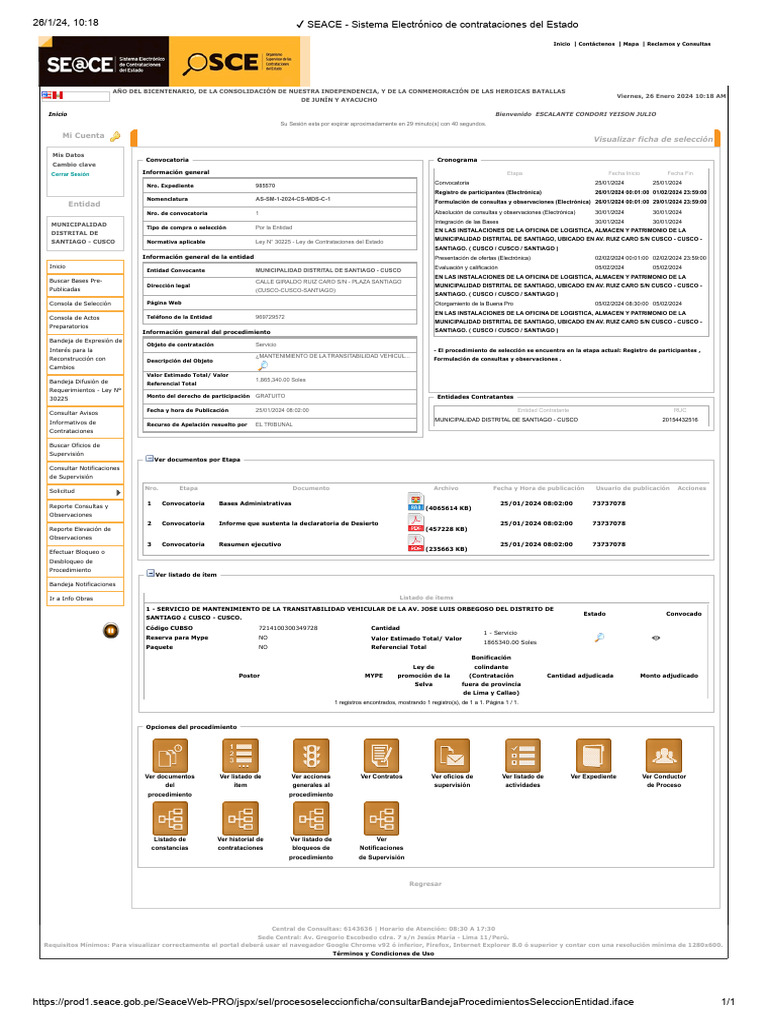 SEACE - Sistema Electrónico de Contrataciones Del Estado | PDF | Santiago