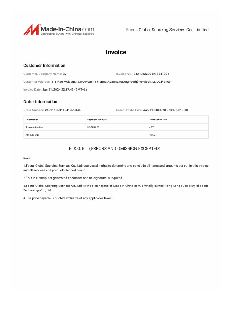 Invoice pdf