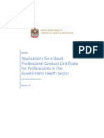 User Manual - Applications For A Good Professional Conduct Certificate For Professionals in The Government Health Sector