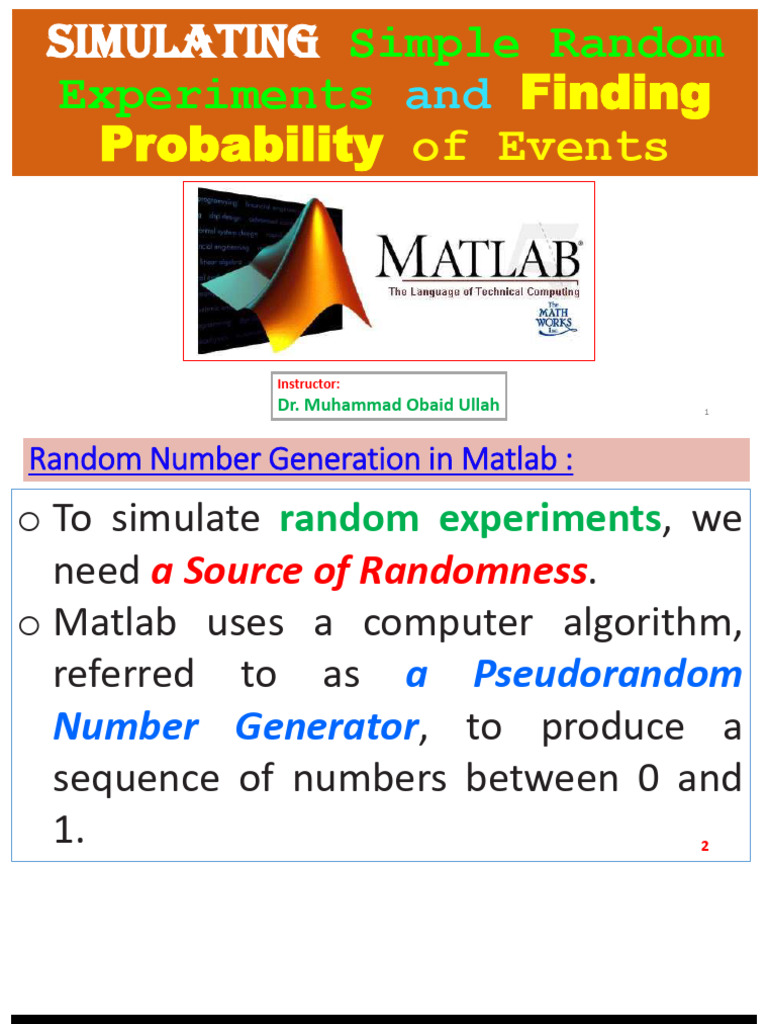 Matlab Lec - 1 - Simulation of Basic Random Experiments | PDF ...