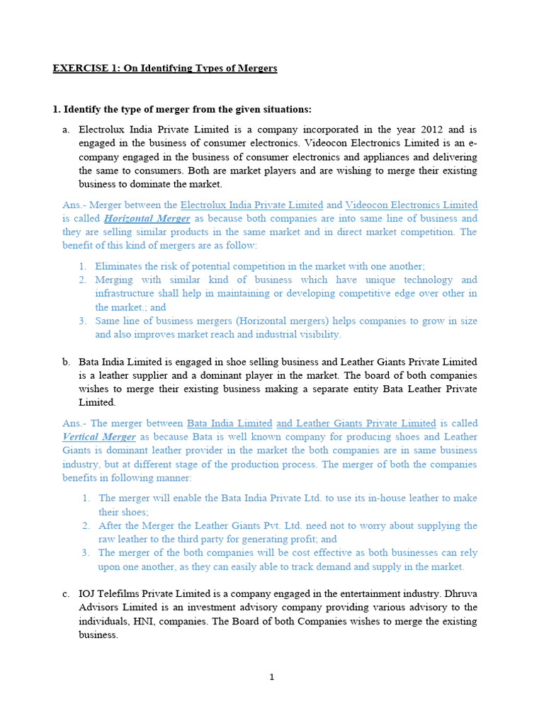 Merger demerger assigment download free pdf mergers and