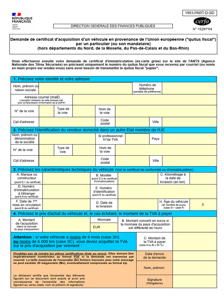 Quitus Fiscal pour Véhicule UE : Guide et Procédure | PDF | Taxe sur la ...