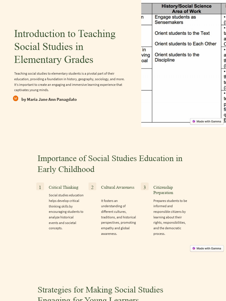 Introduction to teaching social studies in elementary grades pdf