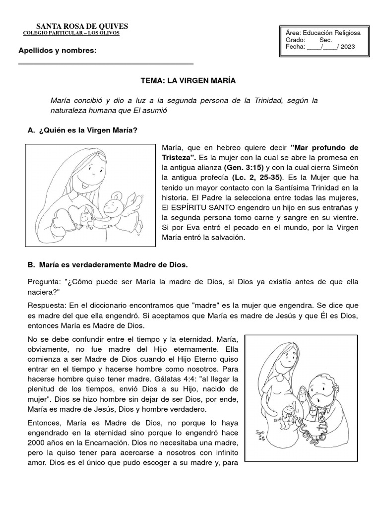 La Virgen María: Madre de Dios y Nuestra Madre | PDF | Religión y ...