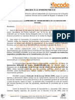 Comunicado de FECODE- Rechazo a procedimiento de la Fiscalía contra la Federación