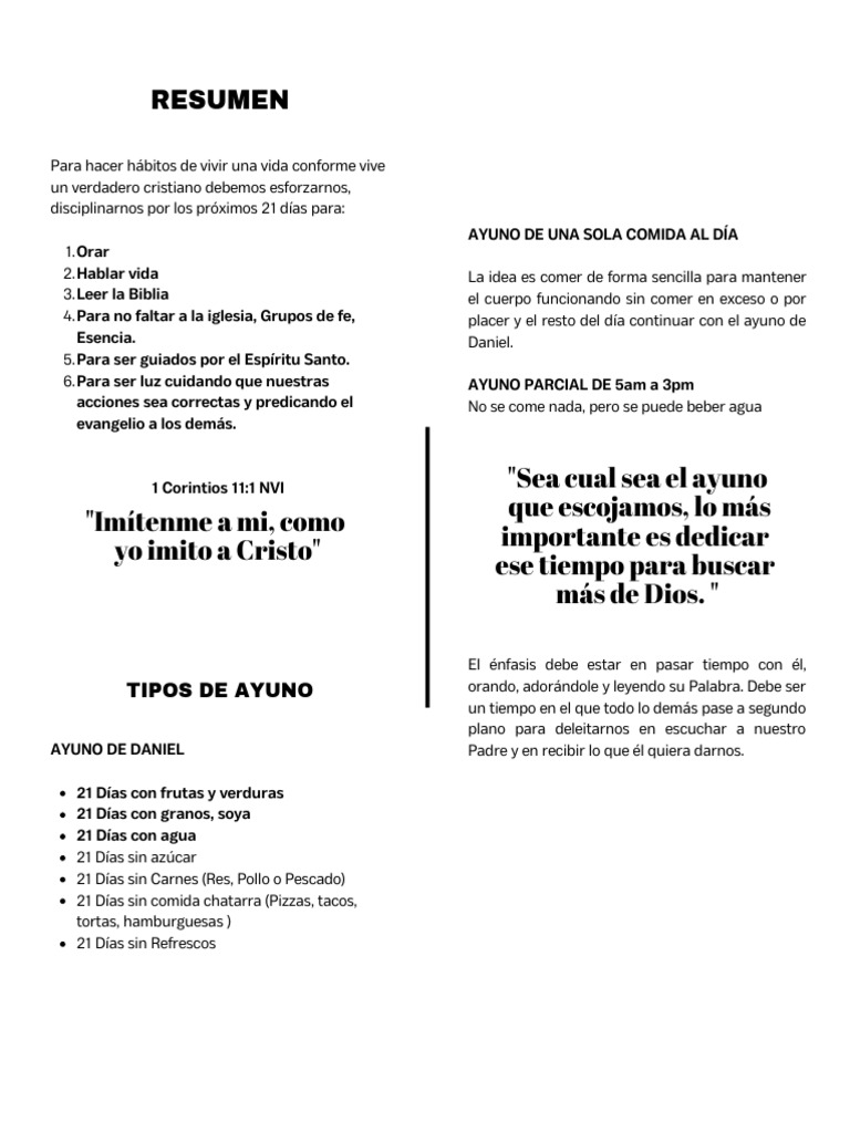 21 Días de Ayuno y Oración 2023 - Tipos de Ayuno | PDF