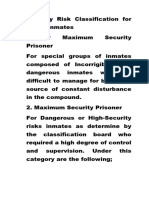 Security Risk Classification For BuCor Inmates