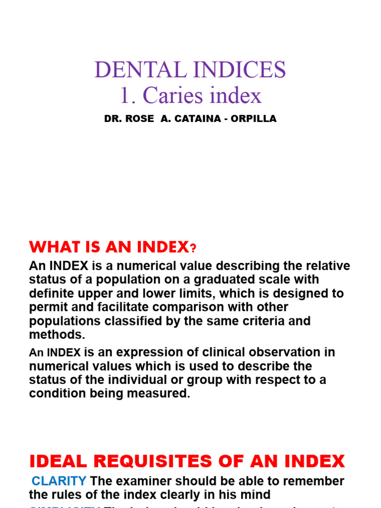 Dental Indices 2 1 | PDF | Tooth | Clinical Medicine