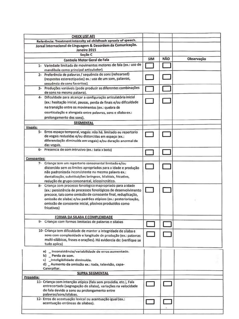 Check list afi asha pdf
