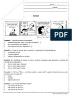 Atividade de Portugues Vocativo 9º Ano PDF