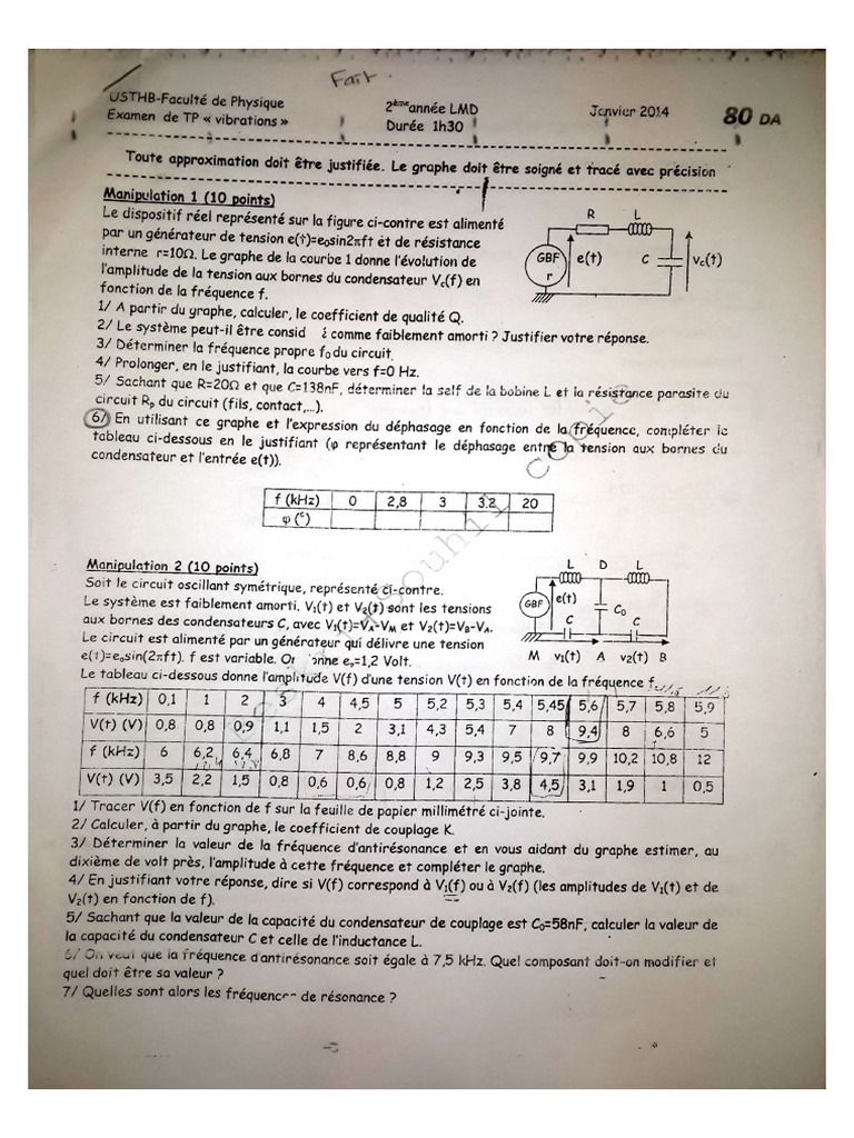 Tp vom examen vibration corrige pdf