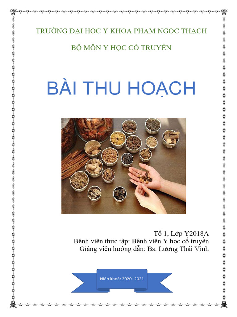 Tổ 1abài Thu Hoạch Yhct 2020 2021 | PDF