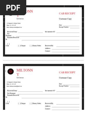 Blank Editable Taxi Receipt