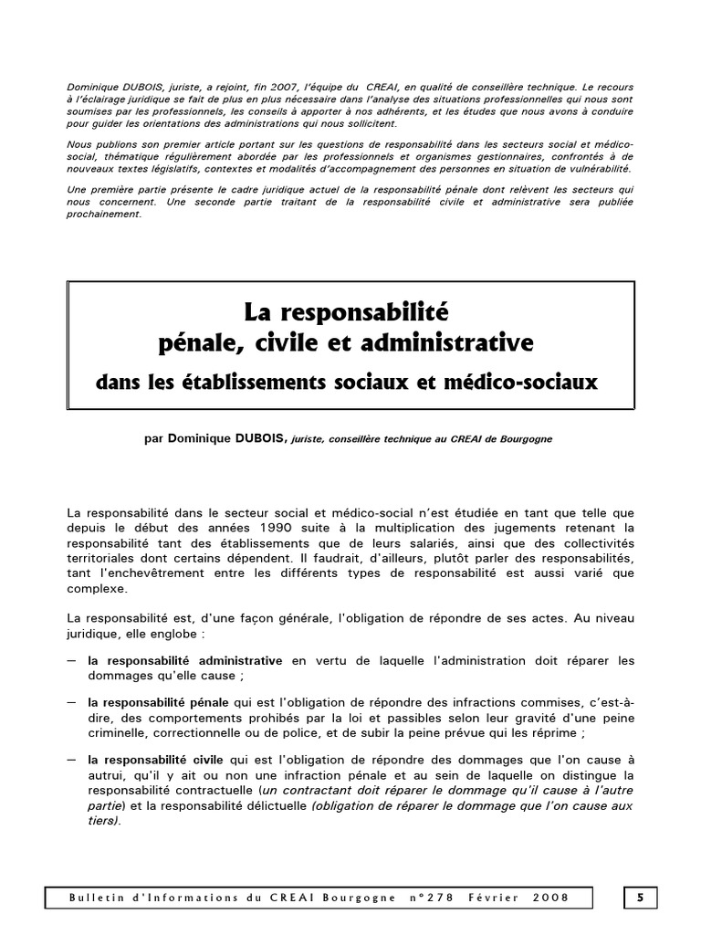 Responsabilité juridique en médico-social | PDF | Crimes | Crime et ...