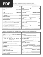 Exercises On S. Present & Present Cont. Tenses 2