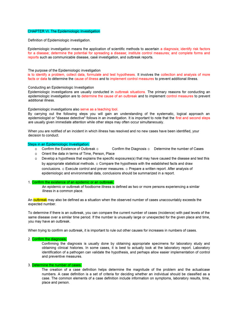 Epidemiologic Investigation Overview | PDF | Epidemiology | Public Health