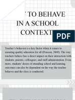 How To Behave in A School Context