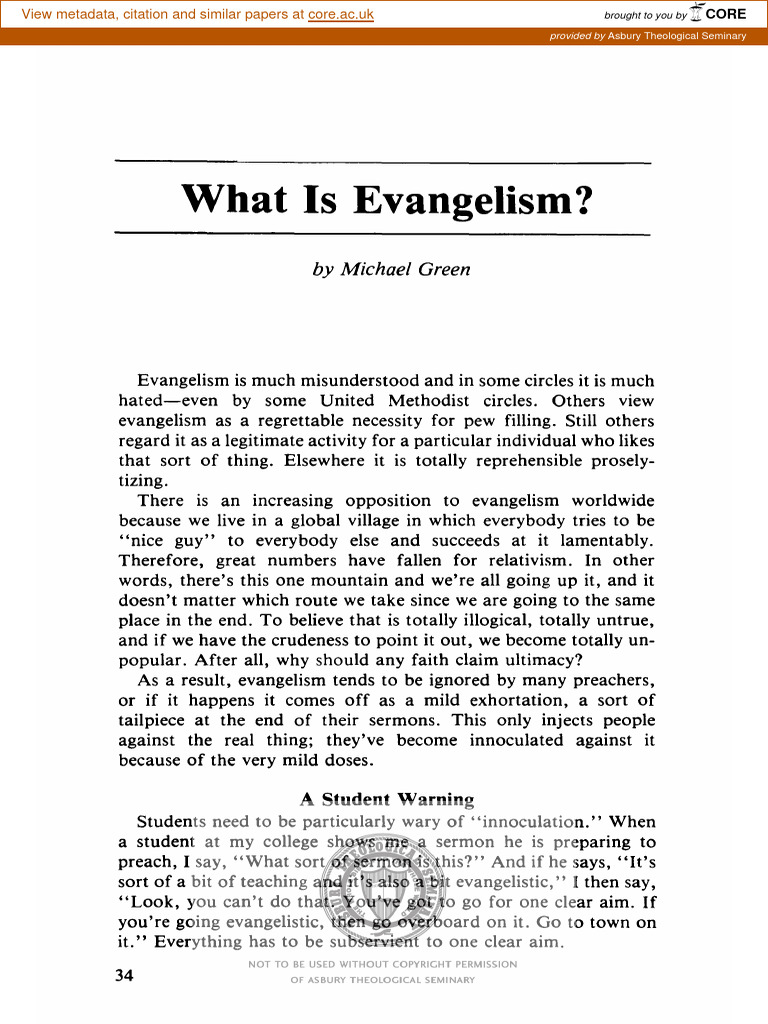 Understanding Evangelism Today | PDF | Jesus | The Gospel