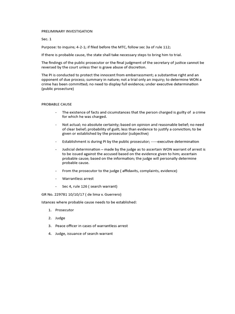 Preliminary investigation pdf search warrant prosecutor