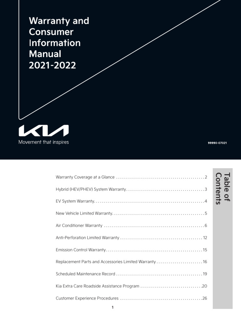 2022 Kia Warranty Manual en Download Free PDF Plug In Hybrid