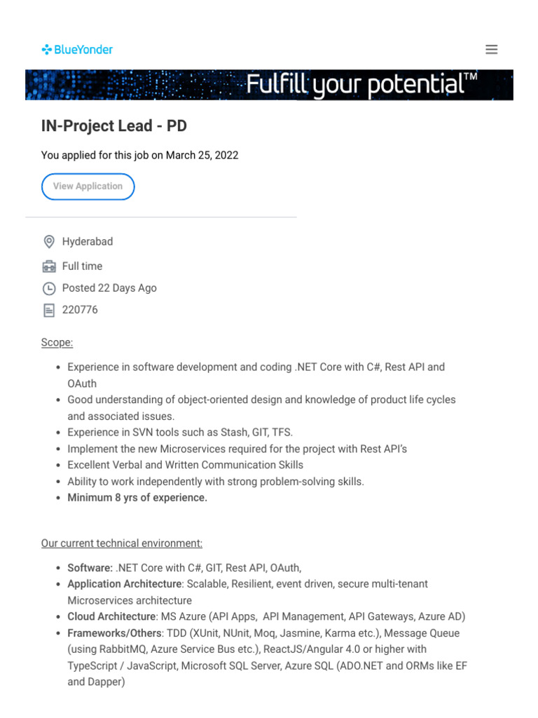 IN-Project Lead - PD | PDF | Microsoft Azure | Representational State ...