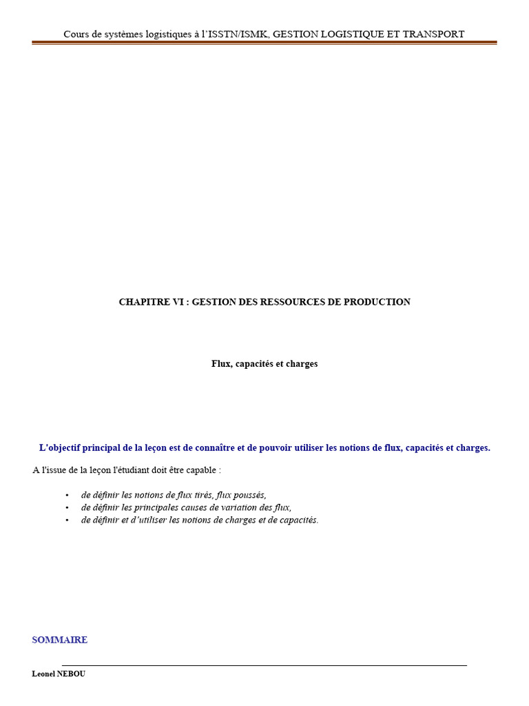 Chapitre 6 Gestion Des Ressources de Production | PDF | Business ...
