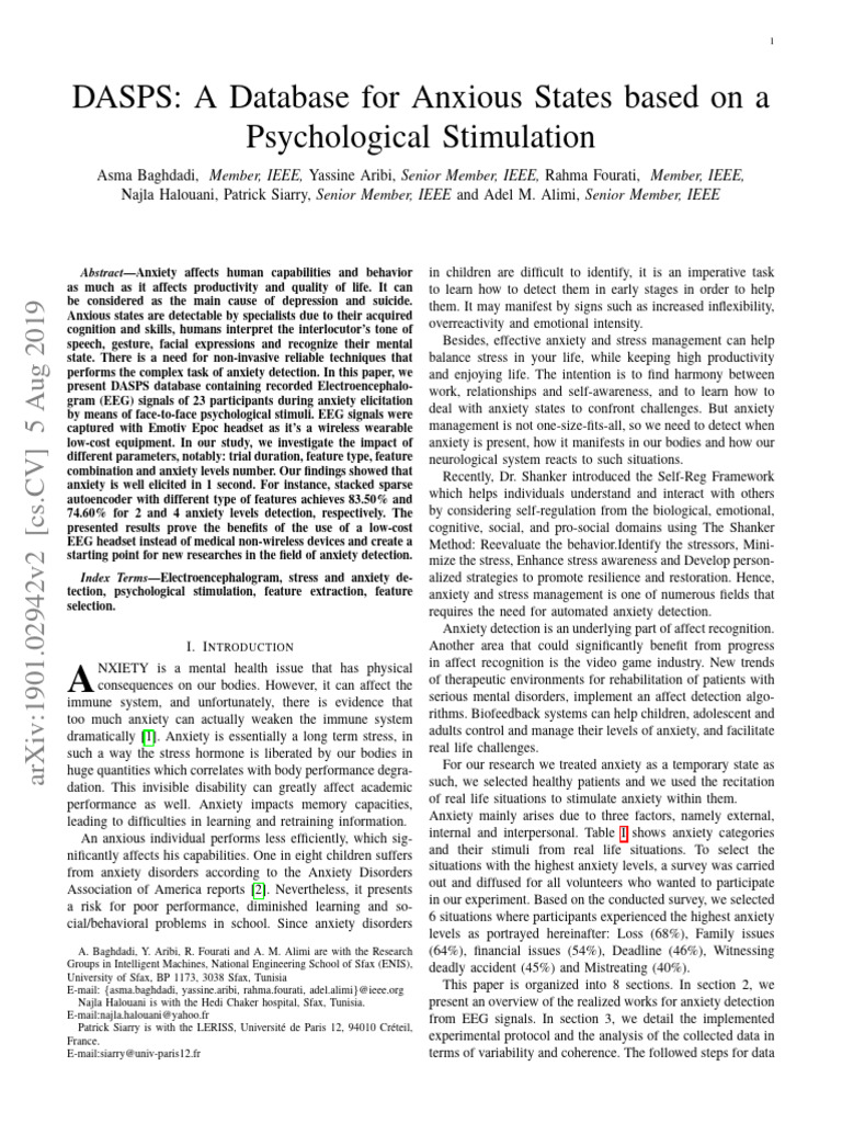 Dasps a database for anxious states based on a pdf