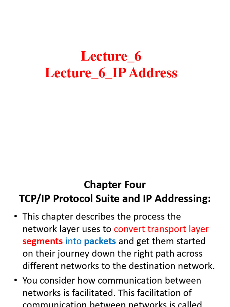 Lecture 6 IP Address | PDF | Internet Protocols | Computer Network