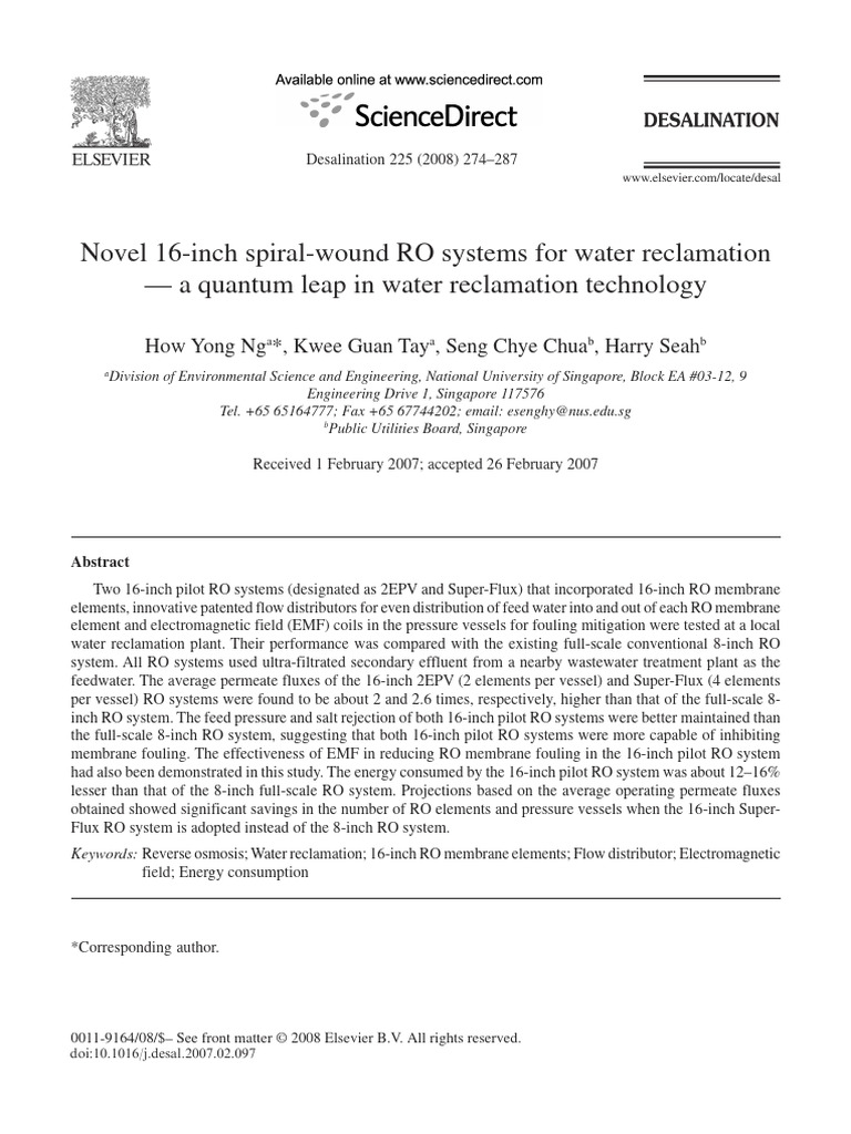 16-Inch RO Systems for Water Reclamation | PDF | Membrane | Reclaimed Water
