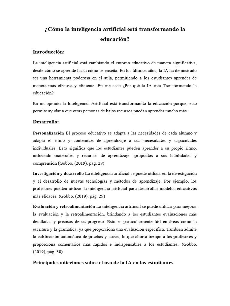 IA y su impacto en la educación moderna | PDF | Inteligencia artificial ...