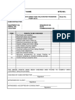 Commissioning Check Sheet For Cold Water Transfer Pump Sets