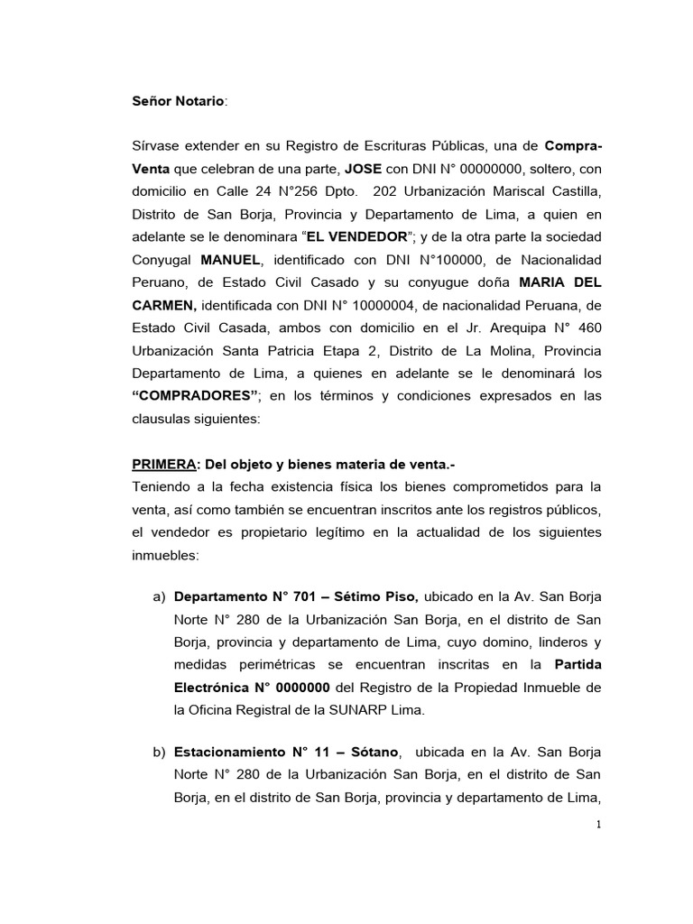 Minuta De Compra Venta Propiedad Pdf Propiedad Impuestos