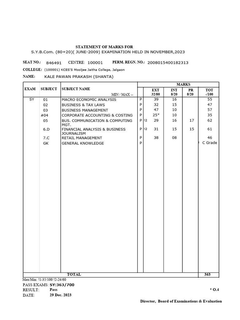 Sy Ty Bcom Old Students Dec 2023 Pdf Accounting Audit