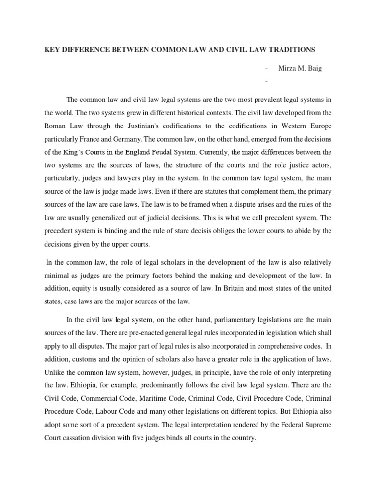 Common vs Civil Law: Key Differences | PDF