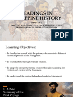 READINGS IN PHILIPPINE HISTORY: Content Ad Contextual Analysis of Selected Primary Sources