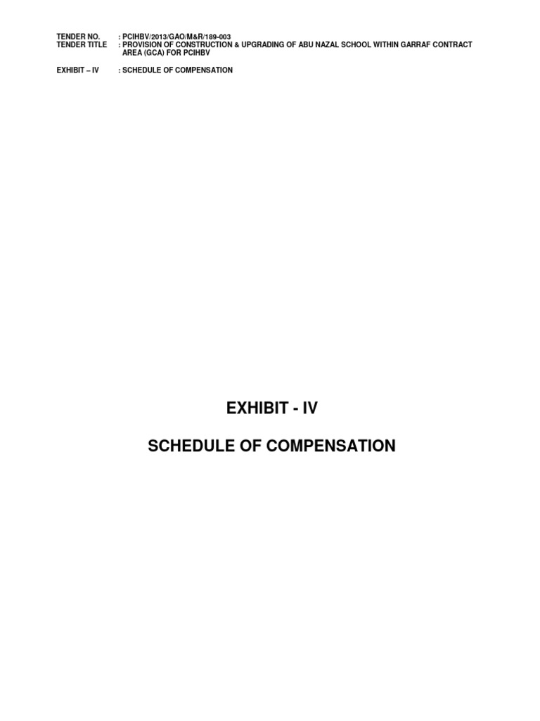 Exh IV - SCH of Compensation (M&R - 189-003) | PDF | Concrete | Wall