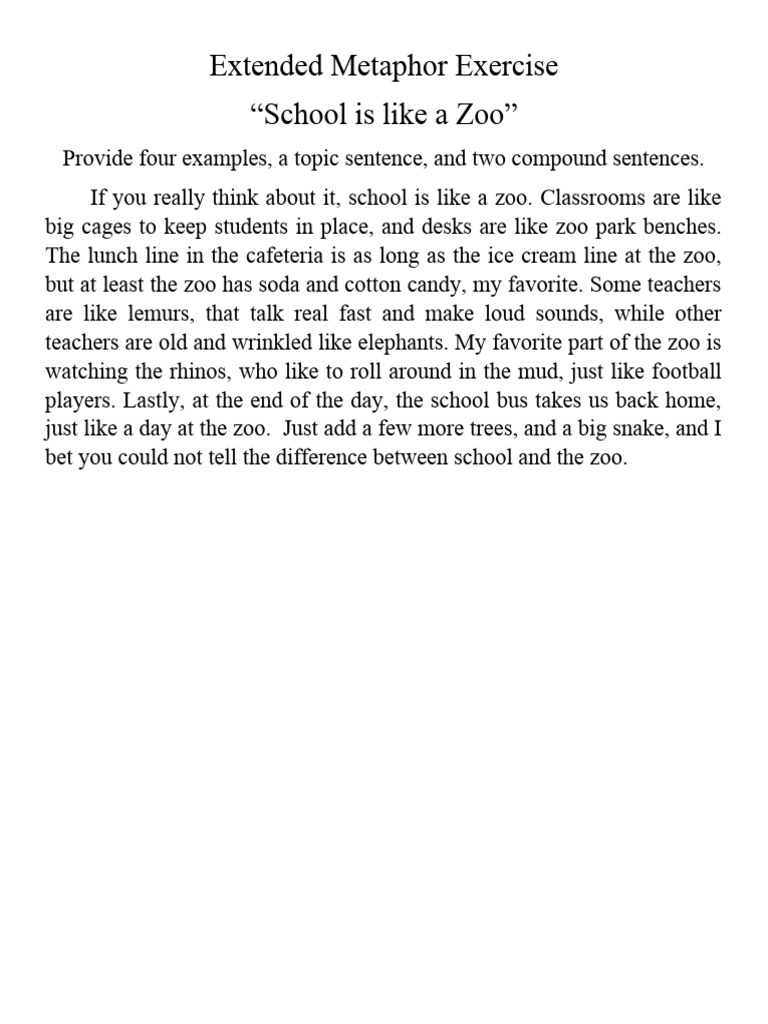 Extended metaphor exercise pdf