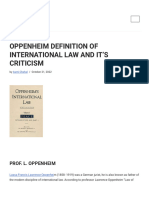 Oppenheim Definition of International Law and It'S Criticism