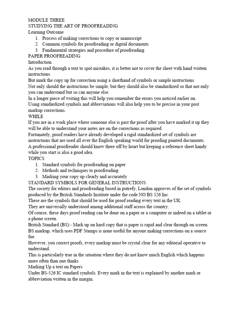 Standardized Proofreading Techniques | PDF | Proofreading | Copy Editing