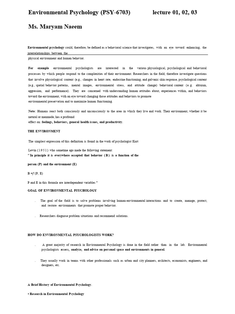 Environmental psychology lecture 1 2 3 download free pdf